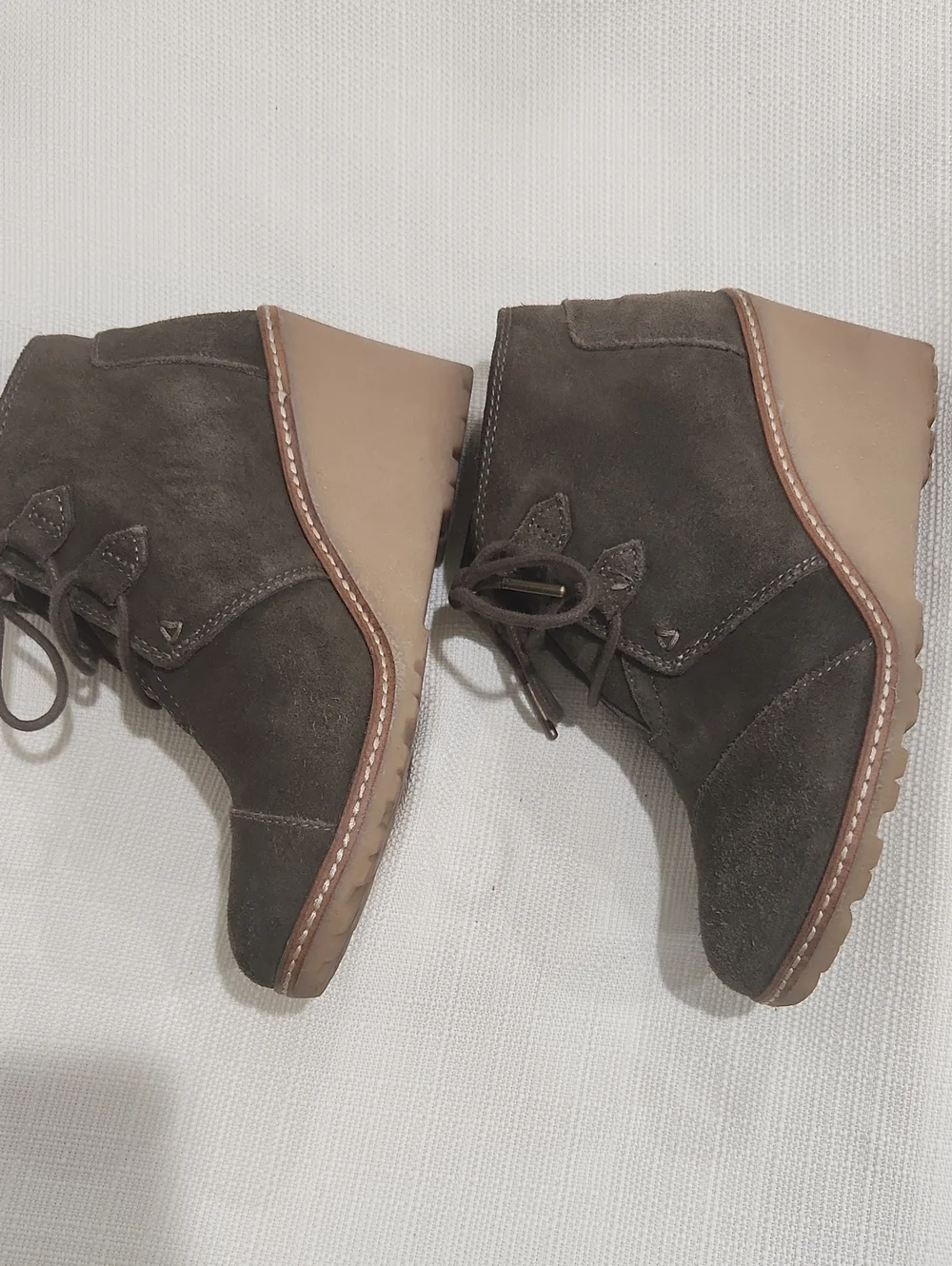 Toms Brown Suede Lace-Up Wedge Ankle Boots